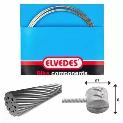 Elvedes Cable De Frein 3 000mm 1x19 Fils Galvanisé Ø1,5mm Tete En T Ø7x6mm