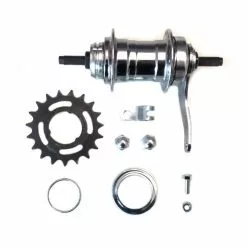 Velosteel Moyeu à Rétropédalage, 36 Trous Avec Accessoires Et Axe Chromé 158 Mm