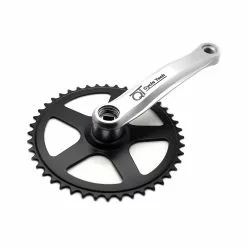 QT Cycletech Pédalier 44 Dents Acier, Manivelle Aluminium Plastifié 170 Mm