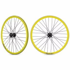 Funecobikes Roue Arriere Fixie Jante Jaune Moyeu Noir